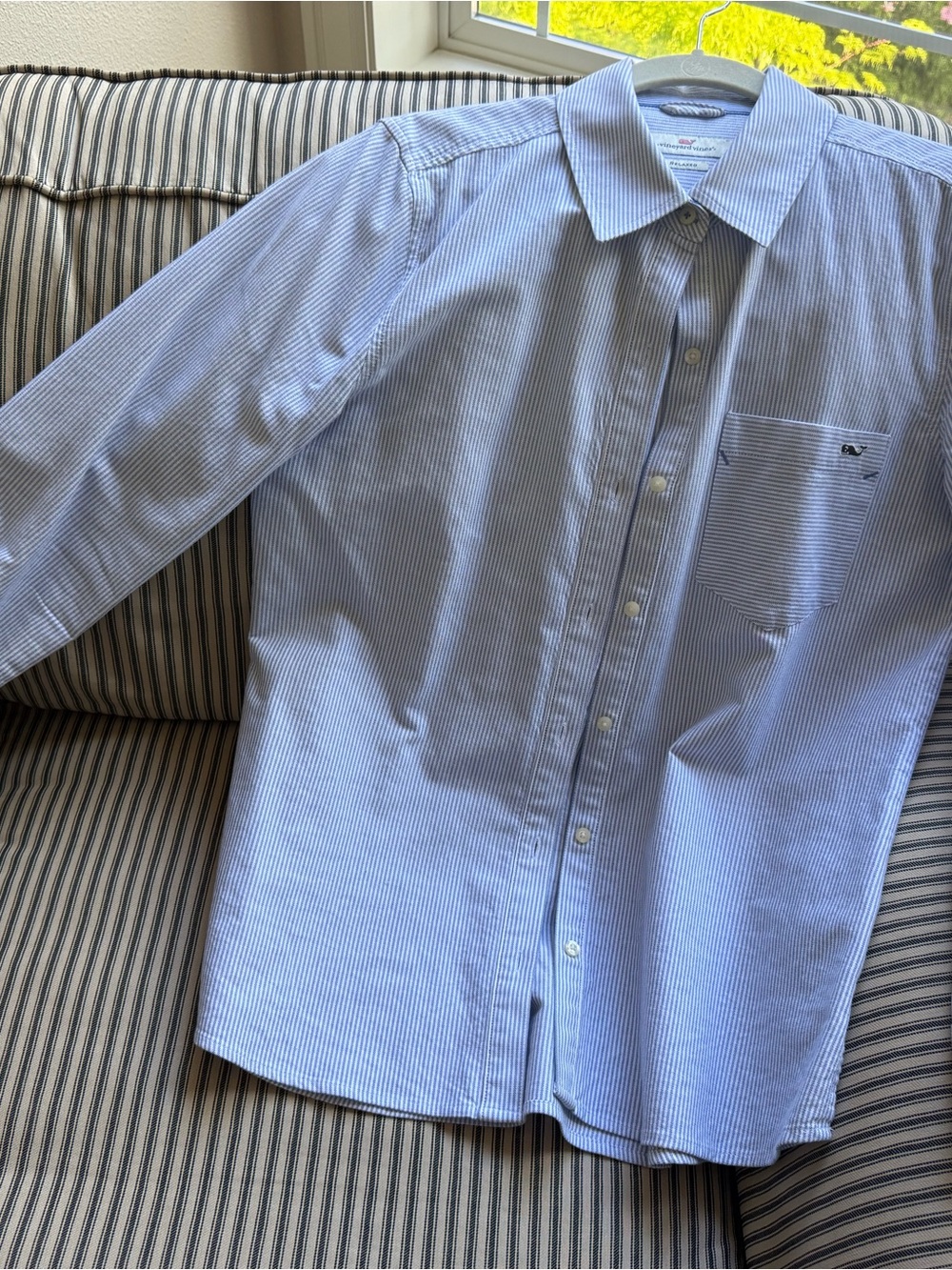 Vineyard Vines Blue and White Pinstripe Button-Down Shirt